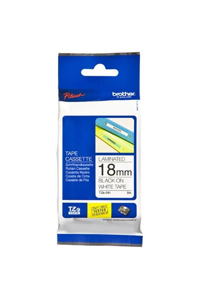 Brother Bandă de etichete laminată 18 mm negru pe alb, TZE241CIV, VRAC