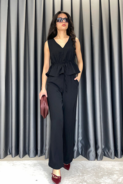 KECHİ WOMAN طقم قماش كيتشي تويل برباط - أسود