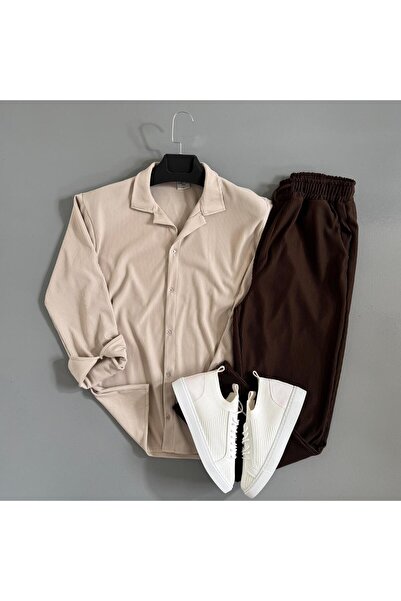 WENMİNG Men's Corduroy Suit Pants Shirt Bottom Top Combination