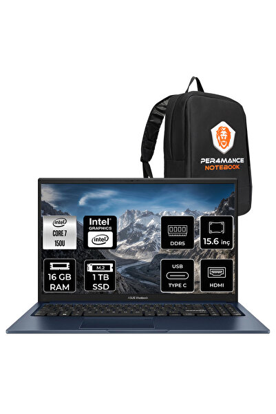 ASUS VivoBook 15 Intel Core 7 150U 16GB 1TB SSD 15.6" FHD FDOS Taşınabilir Bi...