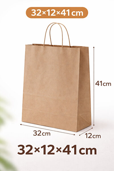 AMBALAJ DERYASI Kraft Çanta 32x12x41 cm(100 Adet) (Kağıt Poşet Çanta)