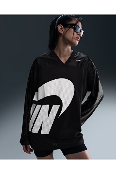 Nike Sportswear Jersey Dance Oversized Long-Sleeve Bol Kalıp Uzun Kollu Siyah...