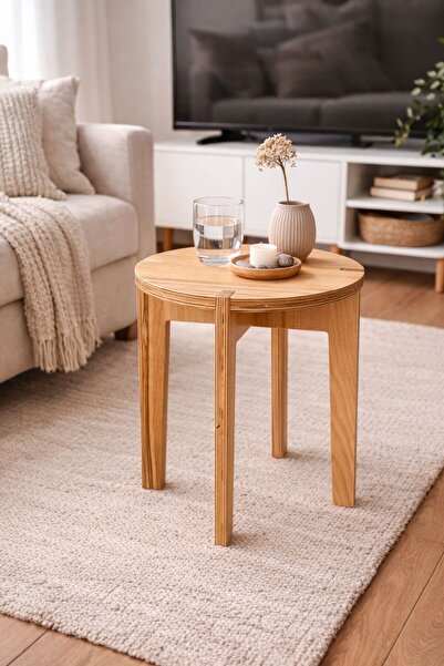 AZM DESİGN Ahşap Modern Yan Sehpa - Dekoratif Salon sehpası