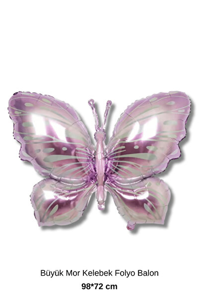 Bunloon Large Purple Butterfly Foil Balloon 98X72 cm Shiny Party Ornament Bir...