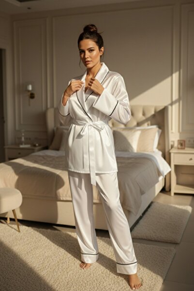 Miss Dünya Lissa Soft Glow Shirt Collar Satin Pajama Set