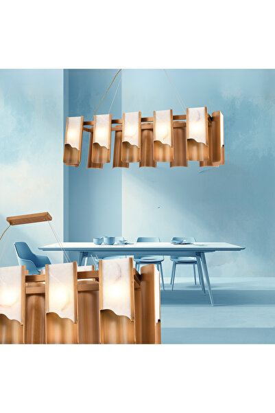 LampaLuce Marmo Tubo Modern Tasarım Mermerli Salon Avizesi Yemek Masa Üzeri S...