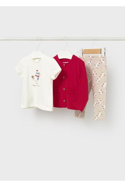 MAYORAL Baby Girl Cardigan and Leggings Set Red