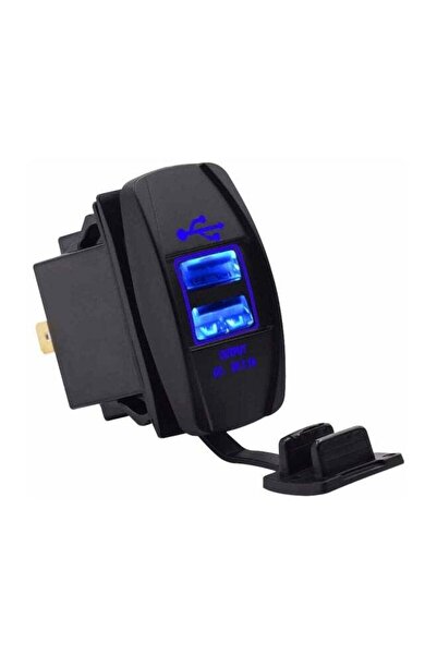 Generic شاحن سيارة متعدد الوظائف بمنفذي USB، أسود/أزرق