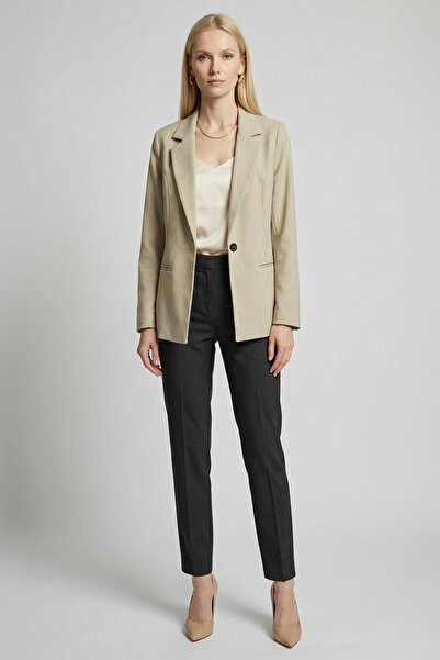 Rays 4594A Striped Classic Collar Jacket Beige