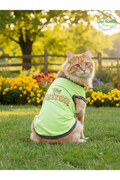 Gobo تي شيرت أخضر اللون من The Patron مطبوع عليه قطعة ملابس للقطط والكلاب مقا...