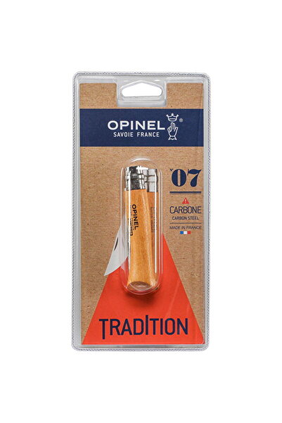 Opinel Cuțit de buzunar nr. 07 carbon cu mâner din lemn