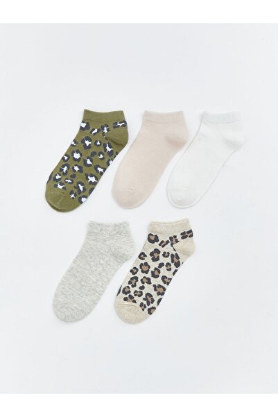 LC Waikiki Leopard Patterned Women's Booties Socks 5-Pack