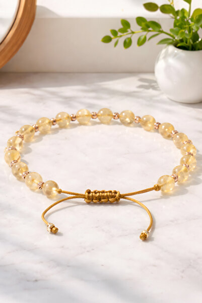 NBS Beautiful Naturel Stones Women's Doric Citrine 6 mm Thin Minimal Bracelet...