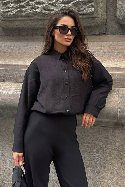 Trend Alaçatı Stili Women's Black Deer Embroidered Aerobin Shirt Alc-X15315