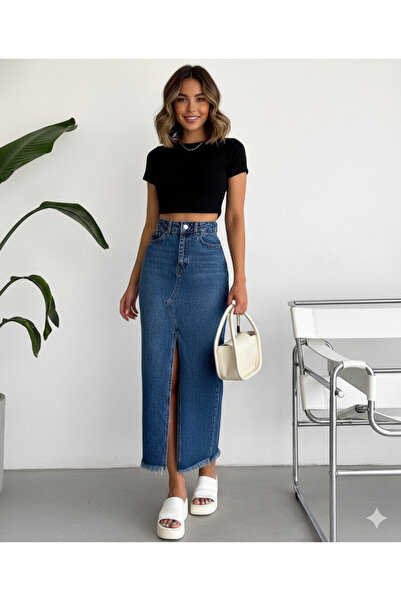 MUG collection Women's Denim Skirt with Slits