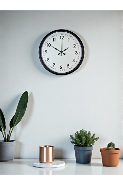 TakÇalıştır ساعة حائط مزخرفة باللون الأسود مقاس 36 سم