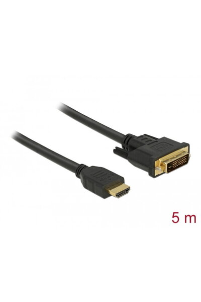 DELOCK Cablu bidirecțional HDMI > DVI 24+1, 5,00 m, negru