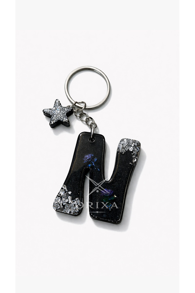 orixa Letter N Keychain - Bag Charm (Black - Silver)