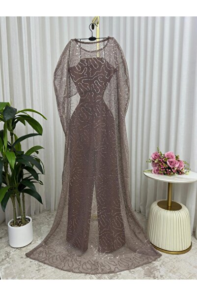 ALSAMAHA Brown jumpsuit with an evening abaya