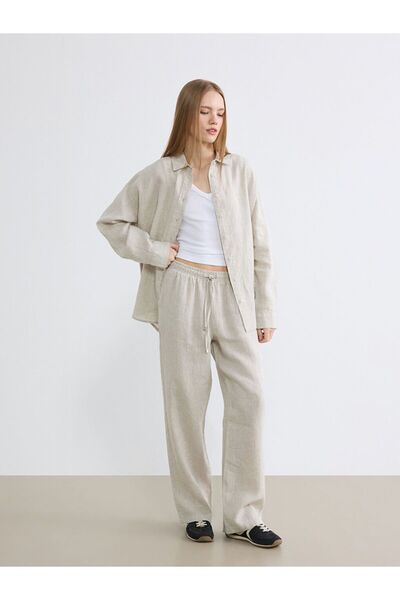 LC Waikiki Elastic Waist Linen Women's Trousers