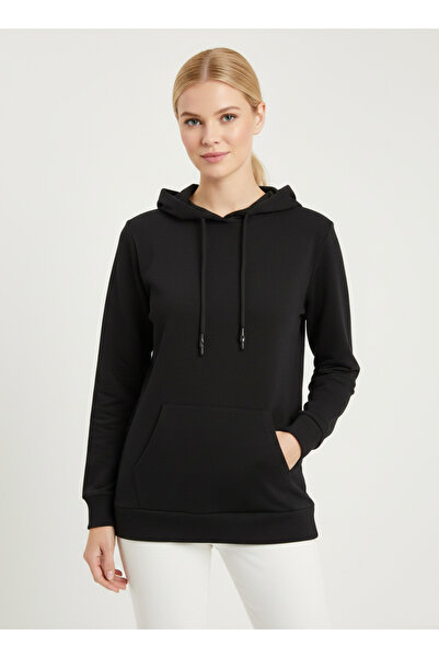 NEW JOURNAL Women's Black Two-Thread Hooded Sweatshirt Nj91