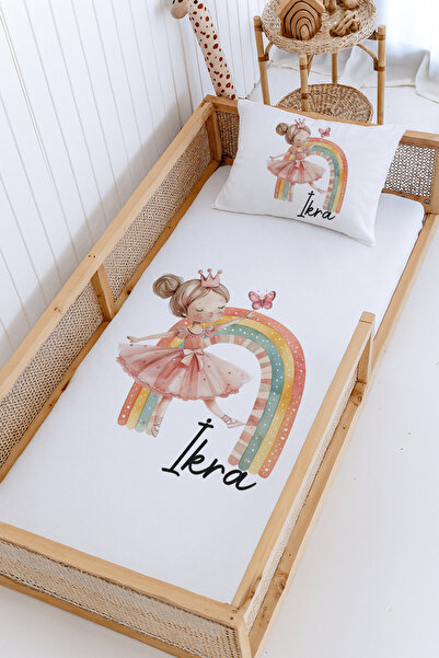 Lilabio %100 Pamuk İsme Özel Montessori Yatak Pike Seti 100x200 Balerin