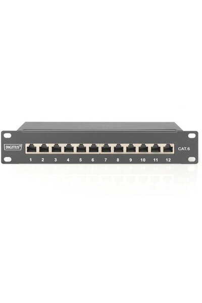 Assmann Patchpanel 1HE 12 θυρών Cat6 ClassE με θωράκιση μαύρου χρώματος