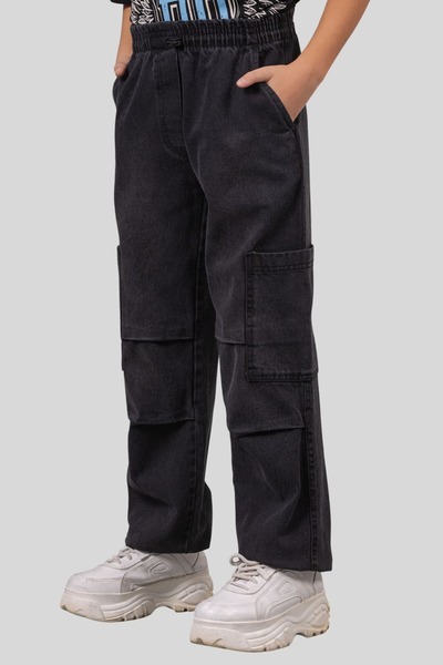 ww waka waka kids store Blugi pentru copii cu talie elastică și buzunar cargo...