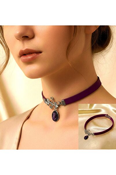 LADYMİRAGE GERÇEK DERİ CAMEO CHOKER KOLYE