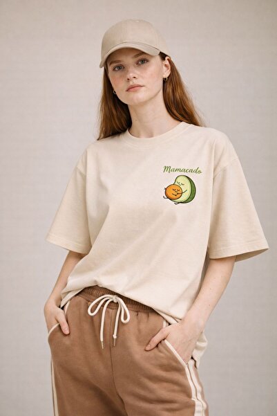 Le Touche Women's Oversize Wide Fit Crew Neck Printed Short Sleeve T-Shirt