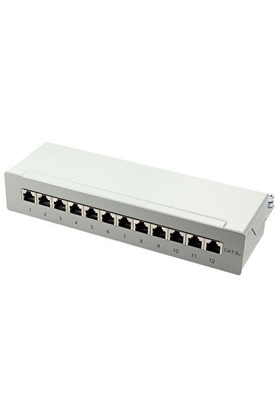 LogiLink Patch Panel TiNegru/Wand Cat.6A STP 12 Porturi, Gri