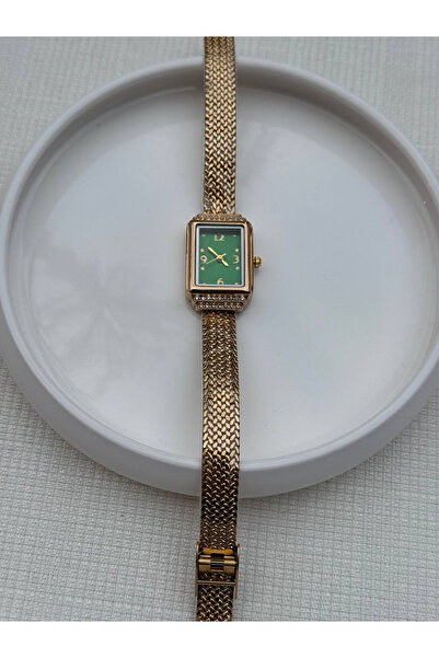 Betüştakıevi Elegant Rectangular Case Women's Wristwatch – Green Dial