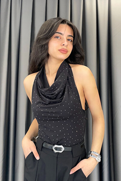 KECHİ WOMAN Kechi Backless Low-Cut Collar Blouse - Black Black