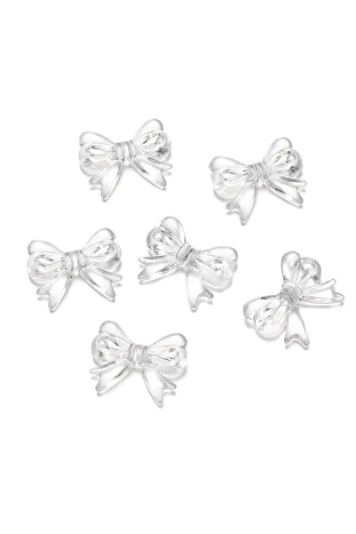Choice1 white 30Pcs Mixed Color Transparent Bow Acrylic Bead DIY Handmade Jew...