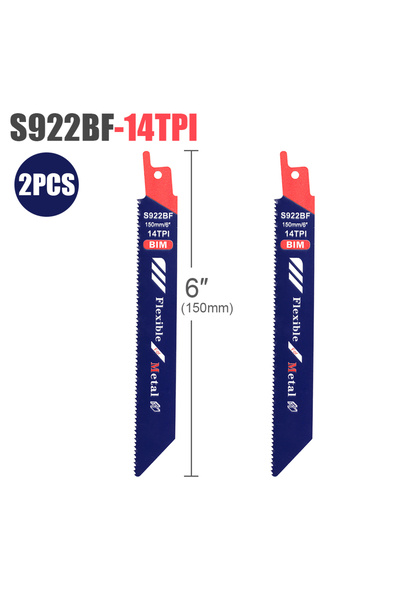 choice2 2pcs S922BF CMCP 150mm 18TPI Reciprating Saw Blades Bi-Metal Sabre Sa...