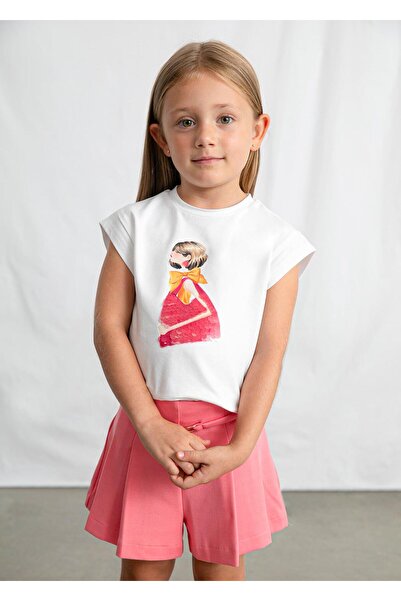 MAYORAL Fată cu imprimeu tricou Albă