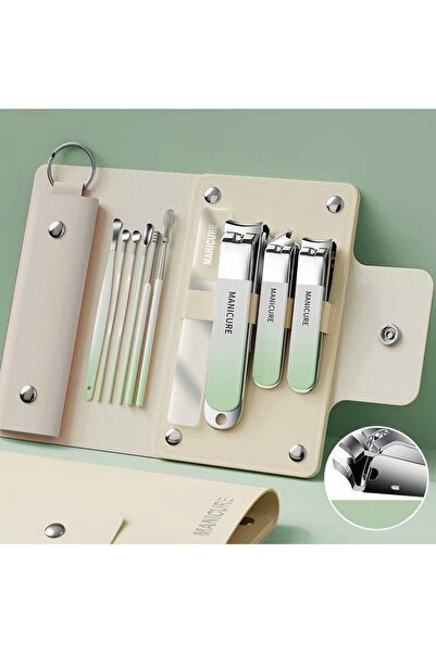 choice2 مجموعة مقص أظافر احترافية من 10 قطع، بلون أخضر متدرج، مناسبة للسفر، م...