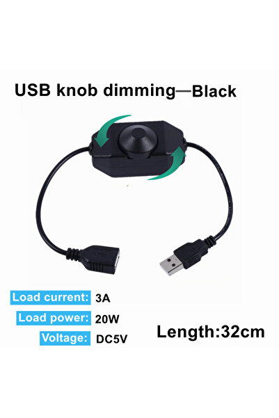 Choice1 USB-Knob-Black 5V/12V 24V LED Knob Dimmer Switch DC USB Female To Mal...