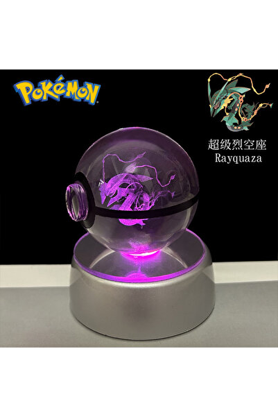 Choice30 5 سم مع قاعدة رايكوزا بوكيمون كرة بلورية ثلاثية الأبعاد بيكاتشو جينج...