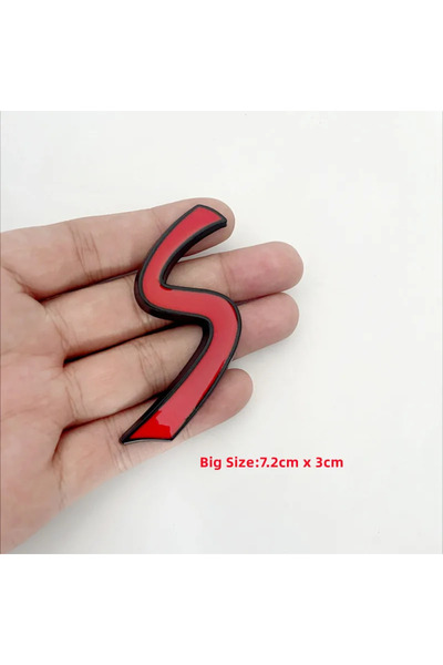 Choice4 شعار كوبر إس ثلاثي الأبعاد كبير الحجم باللونين الأسود والأحمر، مصنوع ...