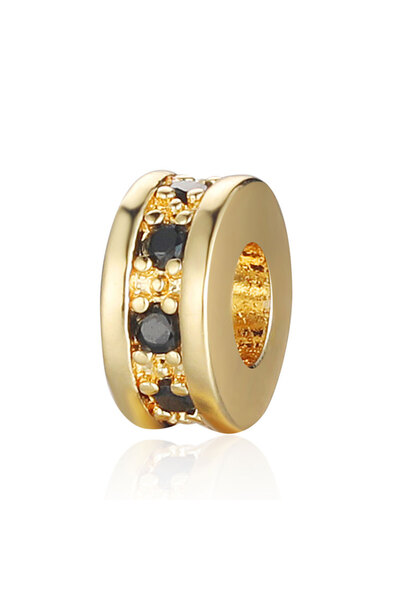 Choice3 Type B golden 10pcs Flat Round Brass Micro Paved Cubic Zirconia Space...