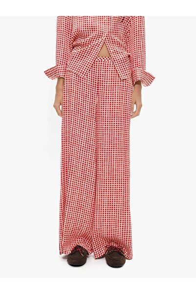 PARFOIS Kadın Kareli Dökümlü Pantolon