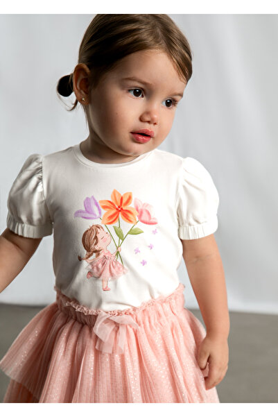 MAYORAL Tricou cu imprimeu pentru fetițe, crem