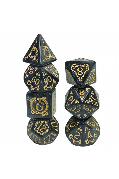 Choice6 black 7pcs D4-D20 DND Dice Set Polyhedral Digital Dice for Running Te...
