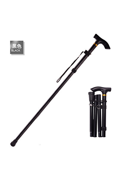 Choice5 عصا مشي سوداء قابلة للطي، محمولة، بخمسة مستويات لضبط الارتفاع، مع حزا...