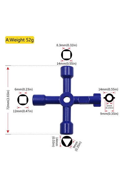 Choice3 A-Blue Multi Functional Elevator Key Wrench Elevator Water Meter Valv...