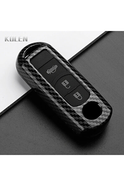 Choice9 غطاء مفتاح سيارة بتصميم ألياف الكربون ABS بثلاثة أزرار، مناسب لسيارات...