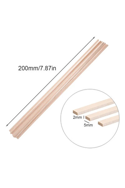 Choice5 50 قطعة من أعواد خشب البلسا، مقاس 2×5×200 مم، مناسبة لأعمال النحت وال...
