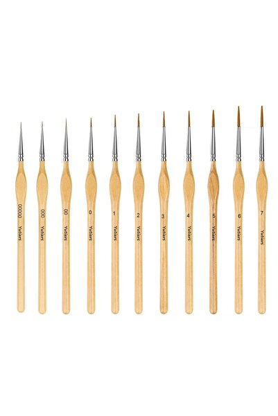 choice2 wood color Miniature Paint Brushes,11pcs Small Fine Tip Paintbrushes,...