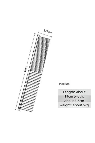 choice2 مشط فك تشابك شعر الحيوانات الأليفة M19x3.5cm مصنوع من الفولاذ المقاوم...